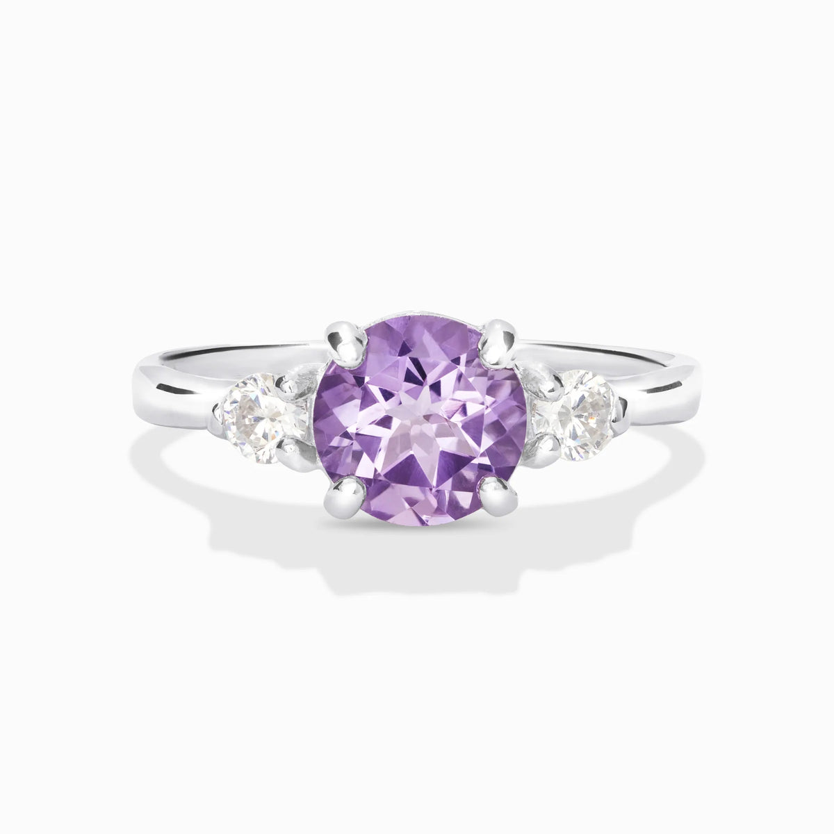 Lavender Amethyst Three Stone Ring in Sterling Silver - SJR London Timepiece