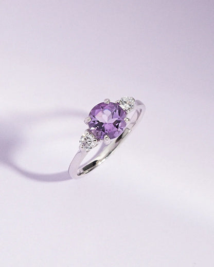 Lavender Amethyst Three Stone Ring in Sterling Silver - SJR London Timepiece