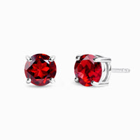 Garnet Round Stud Earrings 6 mm in Sterling Silver - SJR London Timepiece