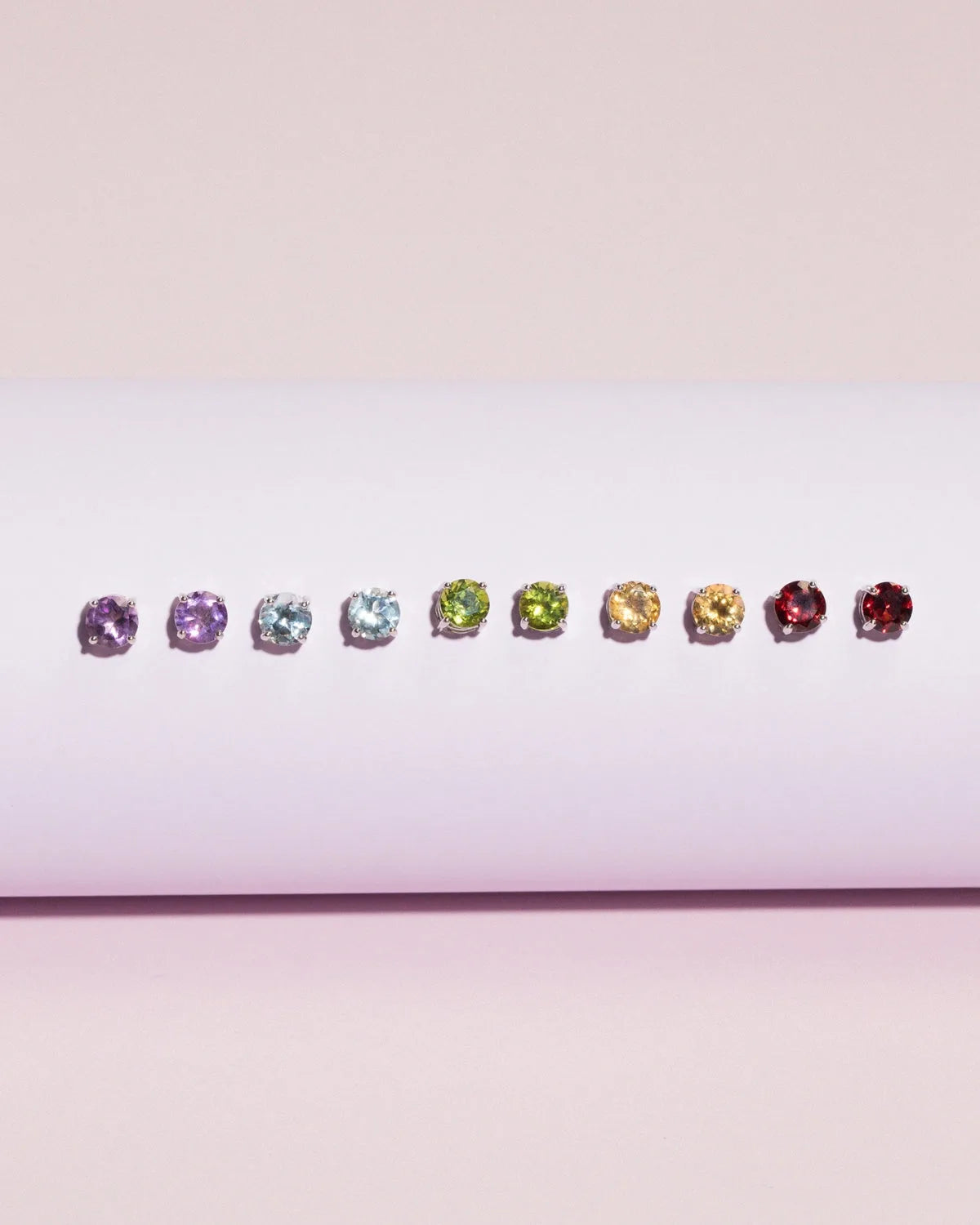 Garnet Round Stud Earrings 6 mm in Sterling Silver - SJR London Timepiece
