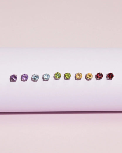 Garnet Round Stud Earrings 6 mm in Sterling Silver - SJR London Timepiece