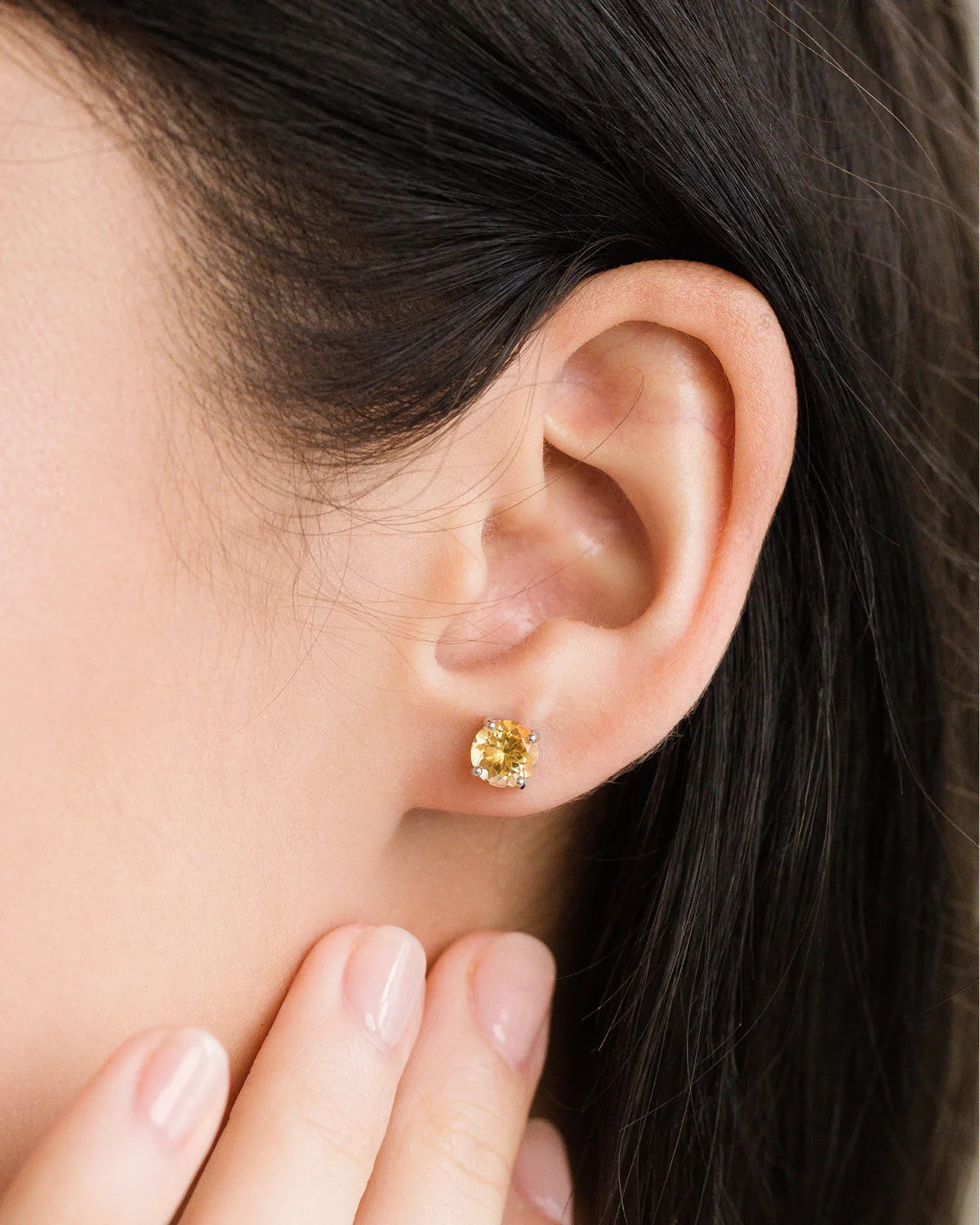 Citrine Round Stud Earrings 6 mm in Sterling Silver - SJR London Timepiece