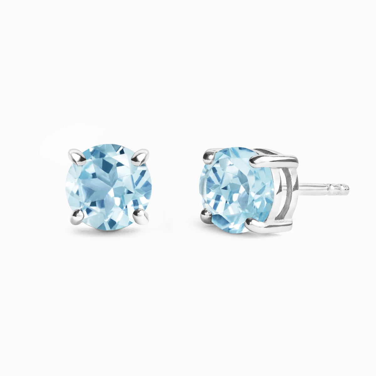 Blue Topaz Round Stud Earrings 6 mm in Sterling Silver - SJR London Timepiece