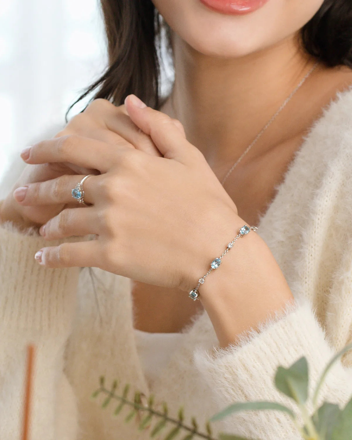 Blue Topaz Bracelet in Sterling Silver - SJR London Timepiece