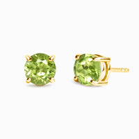Peridot Round Stud Earrings 6 mm in 18k Gold Vermeil - SJR London Timepiece