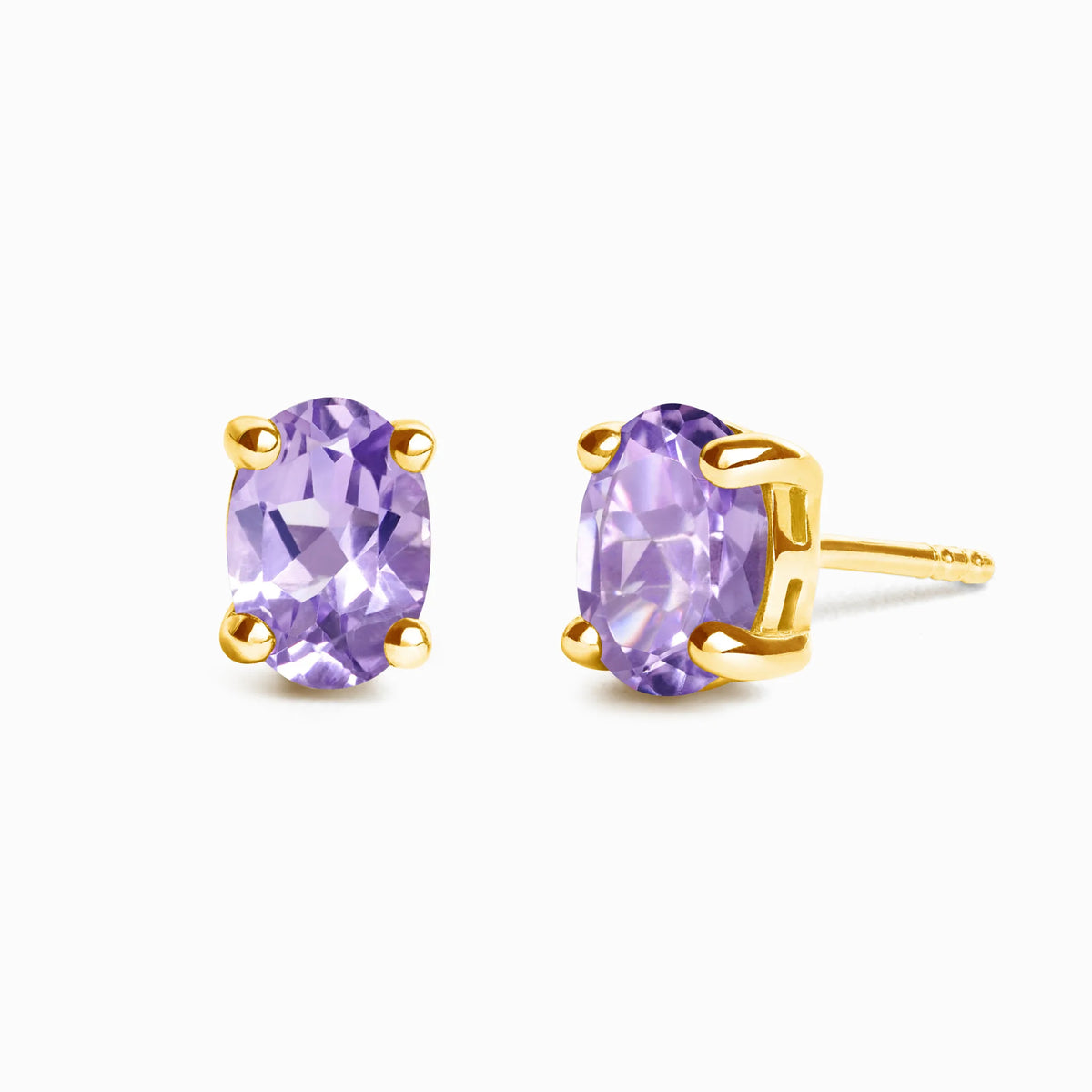 Lavender Amethyst Oval Stud Earrings in 18k Gold Vermeil - SJR London Timepiece
