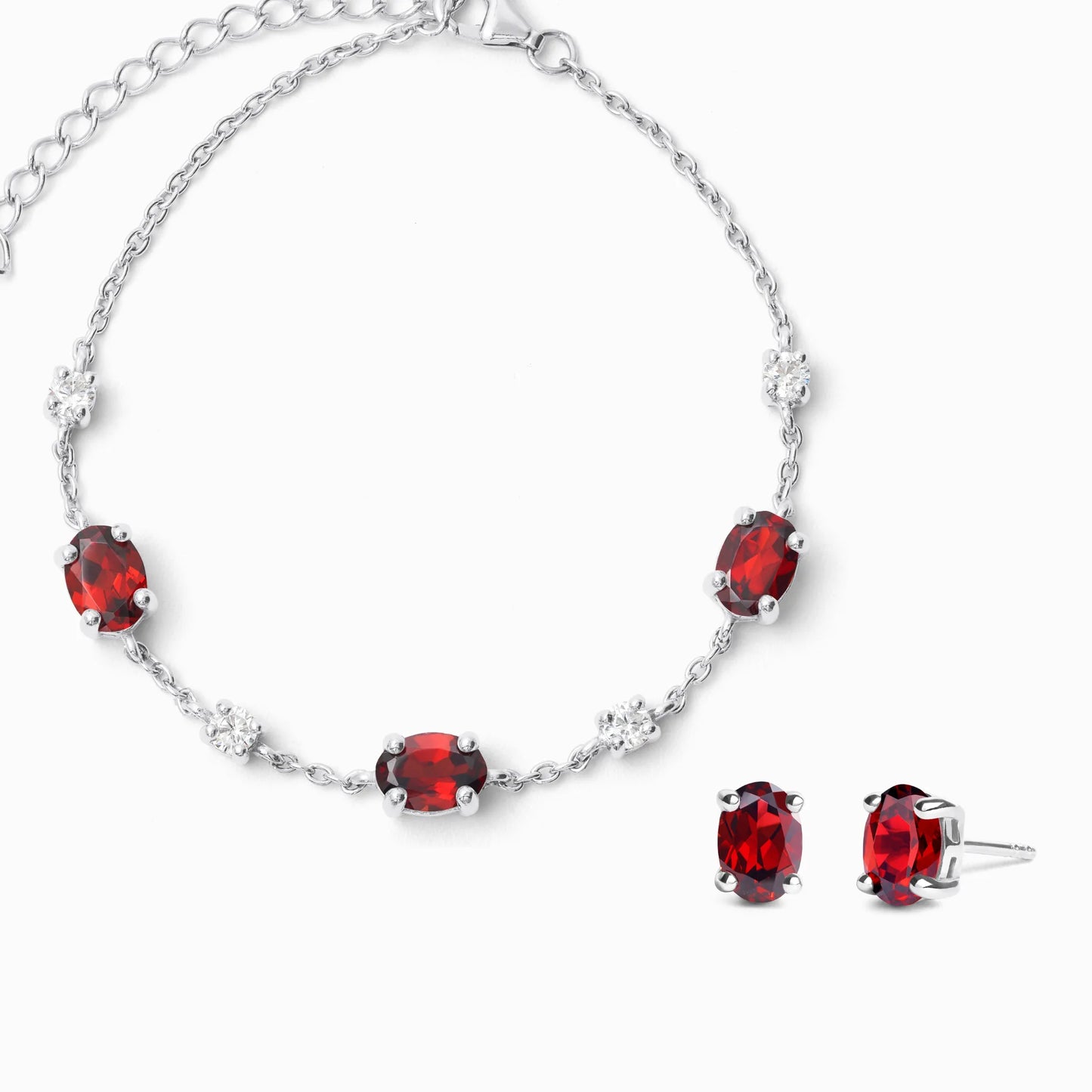 Mini Set 2 - Garnet Jewellery Set in Sterling Silver - SJR London Timepiece