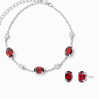Mini Set 2 - Garnet Jewellery Set in Sterling Silver - SJR London Timepiece