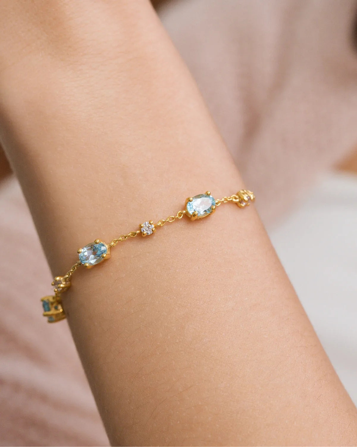 Mini Set 2 - Blue Topaz Jewellery Set in 18k Gold Vermeil - SJR London Timepiece