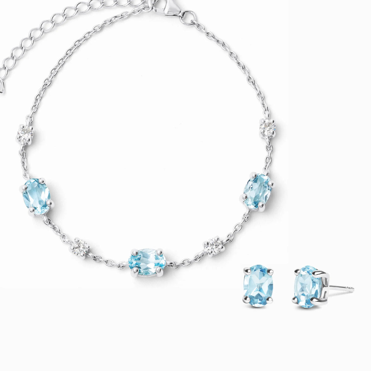 Mini Set 2 - Blue Topaz Jewellery Set in Sterling Silver - SJR London Timepiece