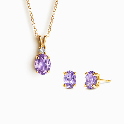 Mini Set 1 - Amethyst Jewellery Set in 18k Gold Vermeil - SJR London Timepiece