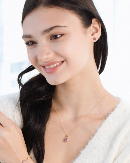 Mini Set 1 - Amethyst Jewellery Set in 18k Gold Vermeil - SJR London Timepiece