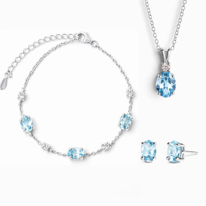 Essential Blue Topaz Jewellery Set in Sterling Silver - SJR London Timepiece