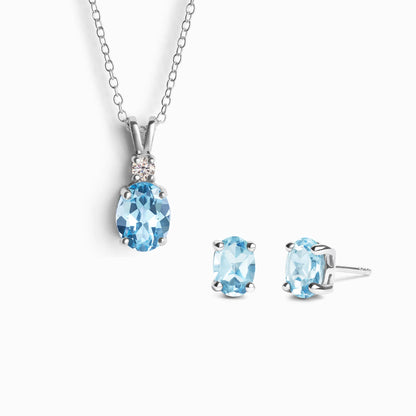 Mini Set 1 - Blue Topaz Jewellery Set in Sterling Silver - SJR London Timepiece