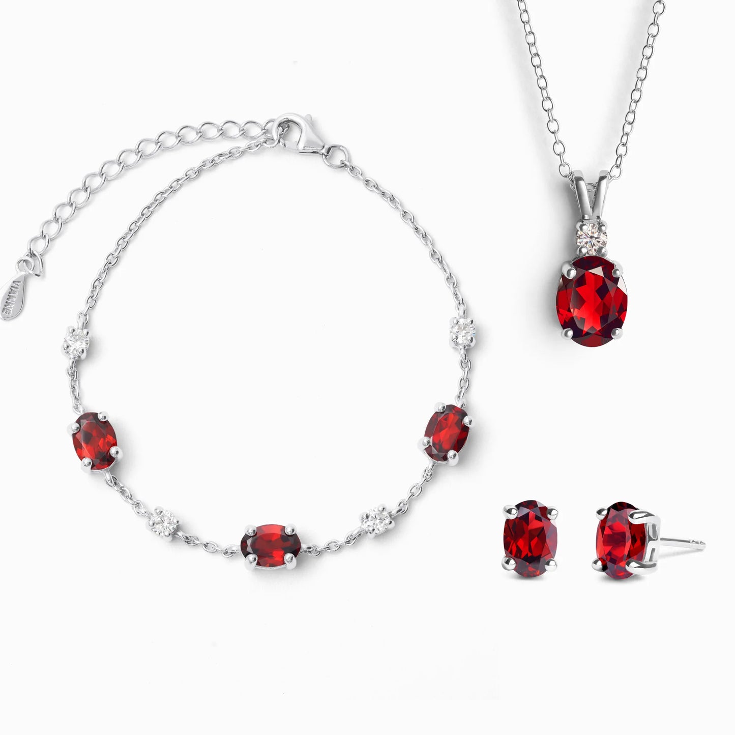 Essential Garnet Jewellery Set in Sterling Silver - SJR London Timepiece