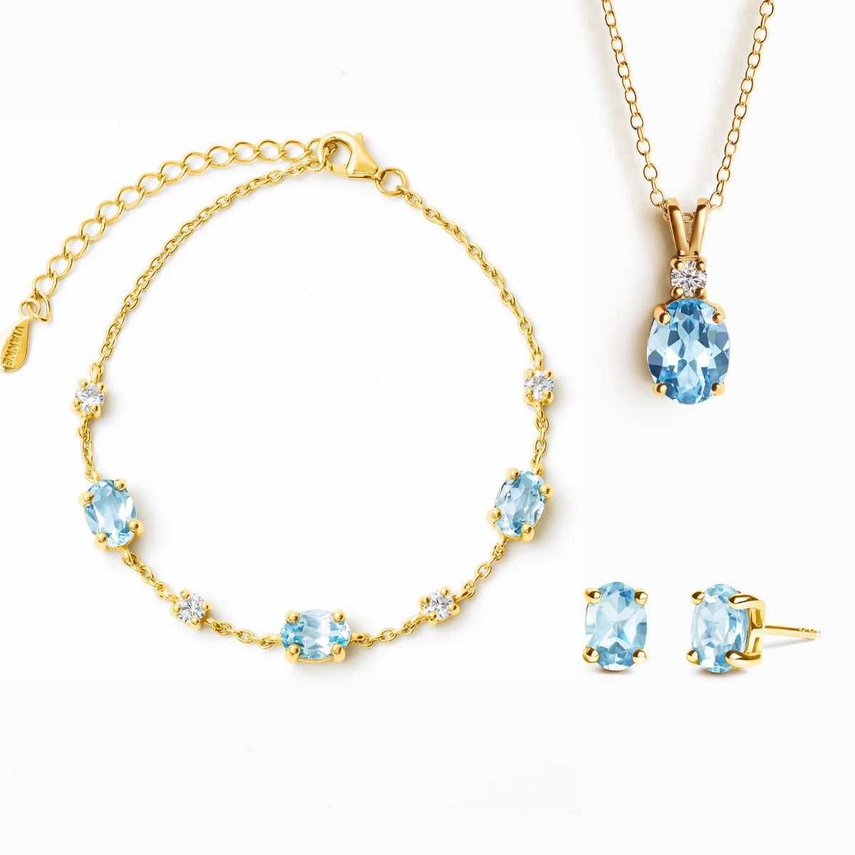 Essential Blue Topaz Jewellery Set in 18k Gold Vermeil - SJR London Timepiece