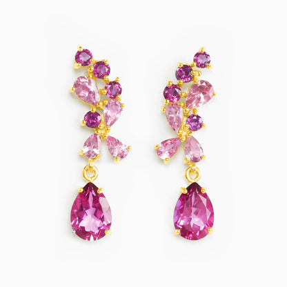 Pink Gemstone Drop Earrings in 18k Gold Vermeil - SJR London Timepiece