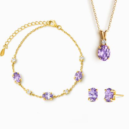 Essential Amethyst Jewellery Set in 18k Gold Vermeil - SJR London Timepiece