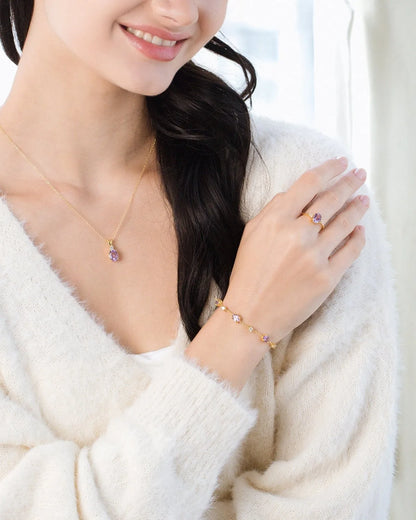 Mini Set 2 - Amethyst Jewellery Set in 18k Gold Vermeil - SJR London Timepiece