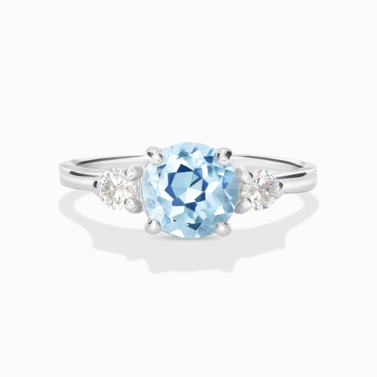 Blue Topaz Three Stone Ring in Sterling Silver - SJR London Timepiece