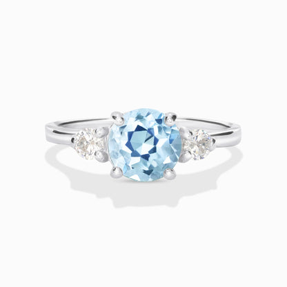 Blue Topaz Three Stone Ring in Sterling Silver - SJR London Timepiece