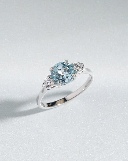 Blue Topaz Three Stone Ring in Sterling Silver - SJR London Timepiece