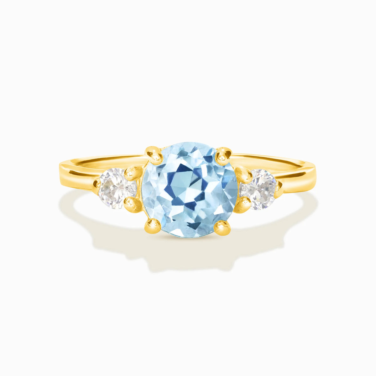 Blue Topaz Three Stone Ring in 18k Gold Vermeil - SJR London Timepiece