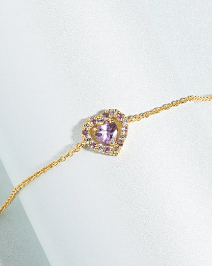 Purple Heart Lavender Amethyst Bracelet in 18k Gold Vermeil - SJR London Timepiece