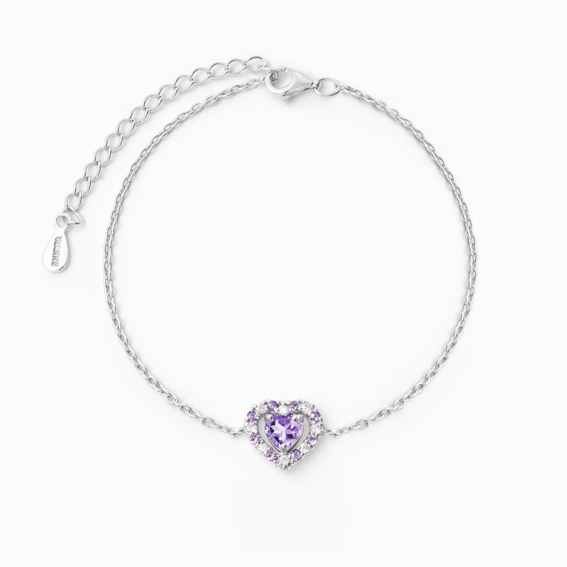 Purple Heart Lavender Amethyst Bracelet in Sterling Silver - SJR London Timepiece