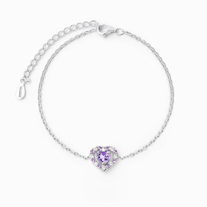 Purple Heart Lavender Amethyst Bracelet in Sterling Silver - SJR London Timepiece