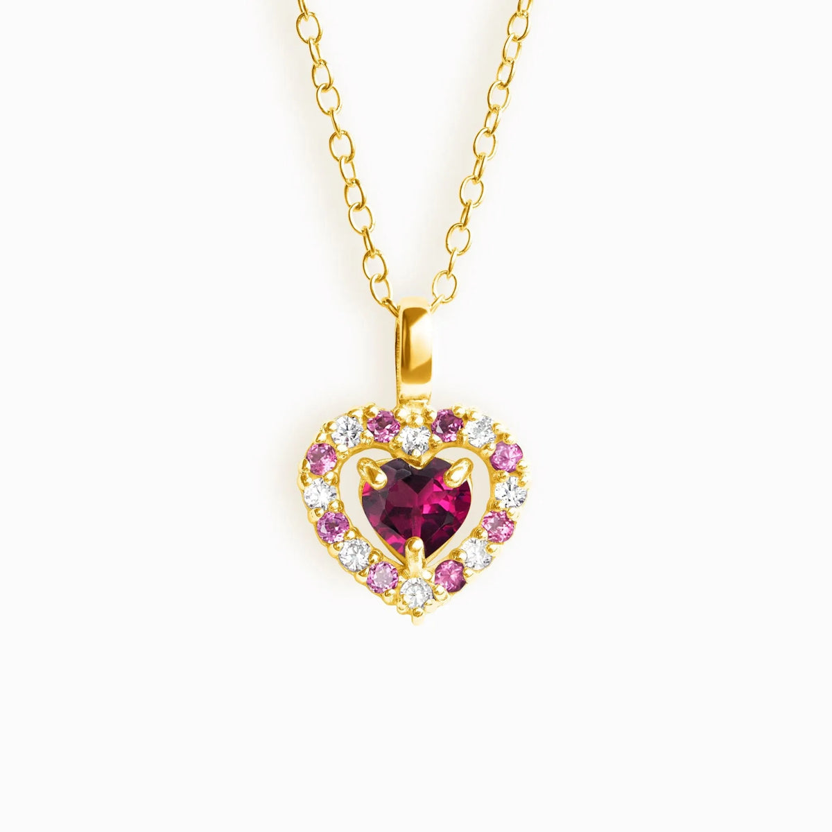 Red Heart Rhodolite Garnet Pendant Necklace in 18k Gold Vermeil - SJR London Timepiece