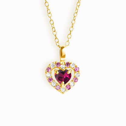 Red Heart Rhodolite Garnet Pendant Necklace in 18k Gold Vermeil - SJR London Timepiece