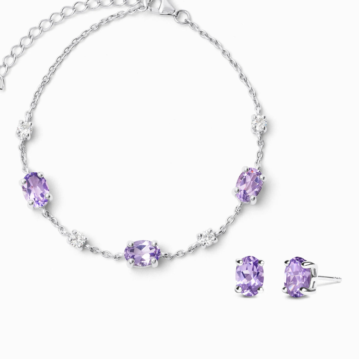 Mini Set 2 - Amethyst Jewellery Set in Sterling Silver - SJR London Timepiece