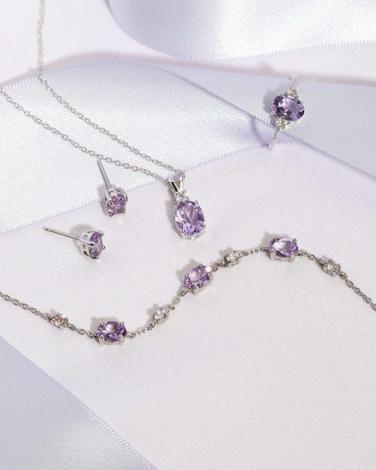 Mini Set 2 - Amethyst Jewellery Set in Sterling Silver - SJR London Timepiece