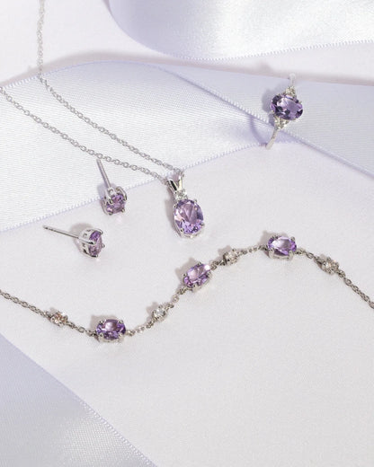 Mini Set 2 - Amethyst Jewellery Set in Sterling Silver - SJR London Timepiece