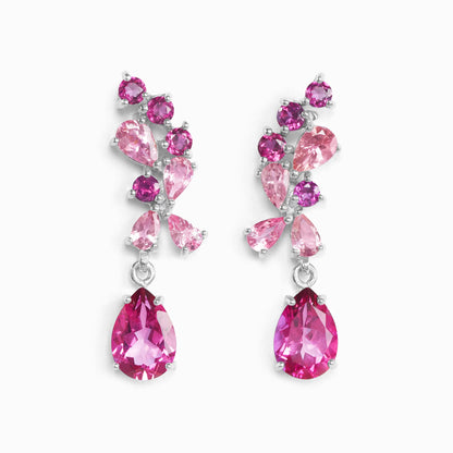 Pink Gemstone Drop Earrings in Sterling Silver - SJR London Timepiece