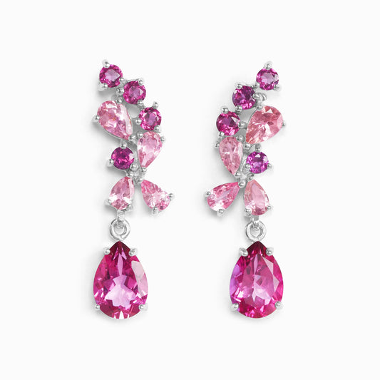 Pink Gemstone Drop Earrings in Sterling Silver - SJR London Timepiece