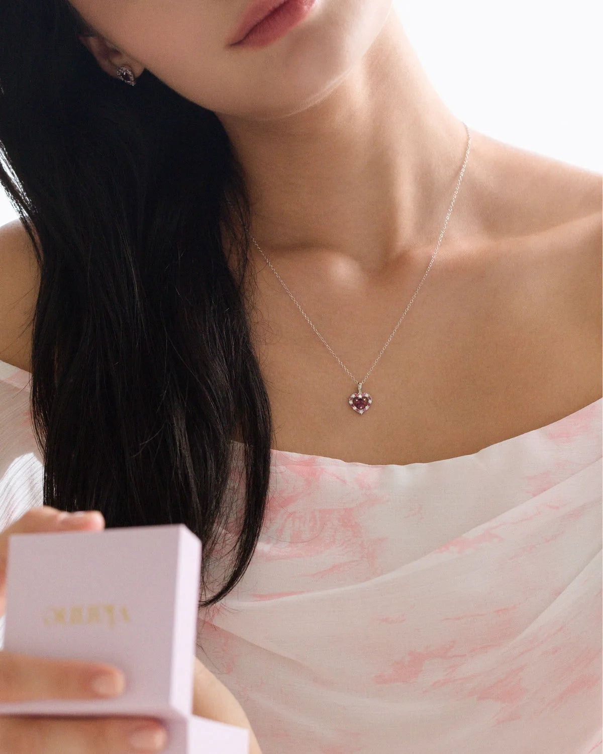 Red Heart Rhodolite Garnet Pendant Necklace in Sterling Silver - SJR London Timepiece