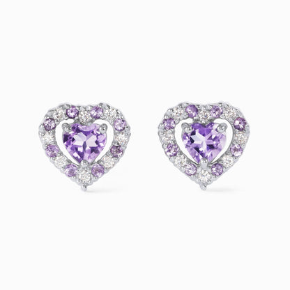 Purple Heart Lavender Amethyst Stud Earrings in Sterling Silver - SJR London Timepiece