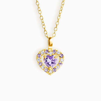 Purple Heart Lavender Amethyst Pendant Necklace in 18k Gold Vermeil - SJR London Timepiece