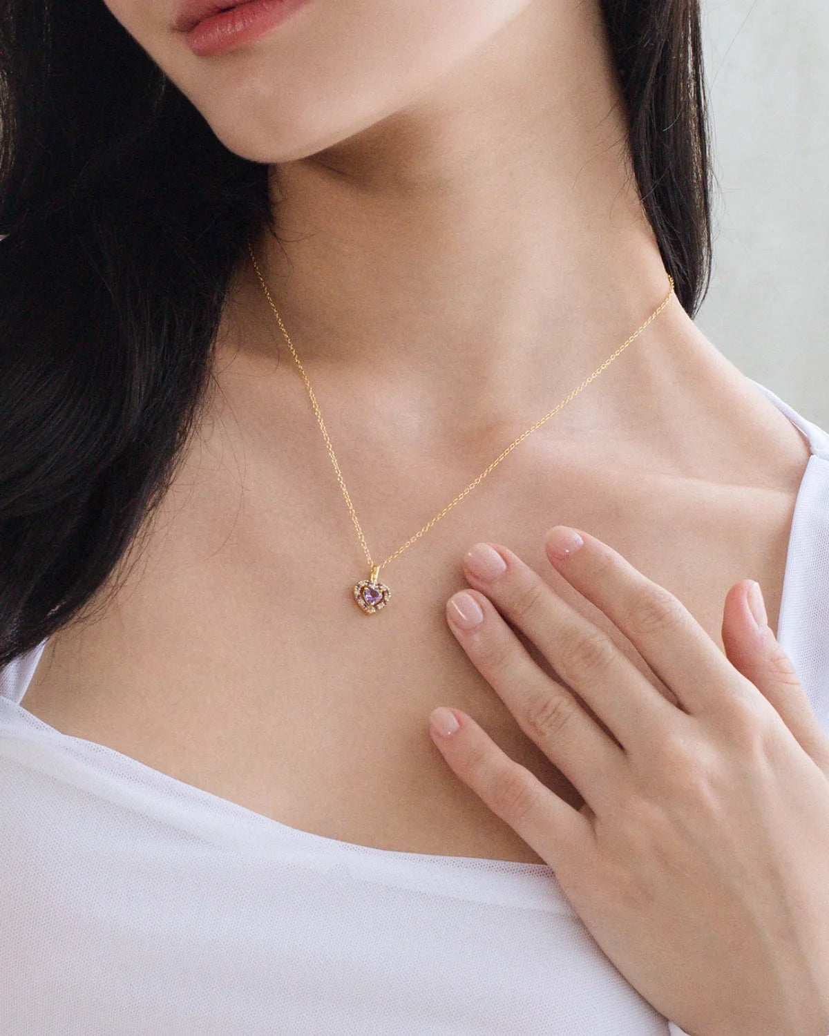 Purple Heart Lavender Amethyst Pendant Necklace in 18k Gold Vermeil - SJR London Timepiece
