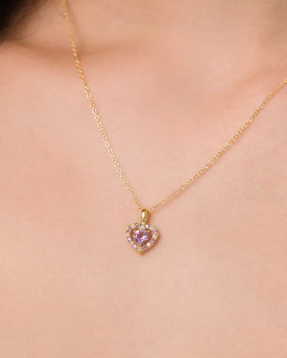 Purple Heart Lavender Amethyst Pendant Necklace in 18k Gold Vermeil - SJR London Timepiece