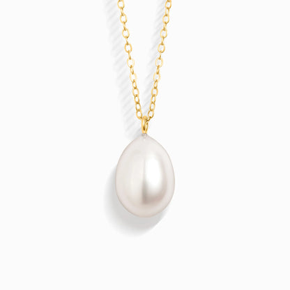 Large Freshwater Pearl Pendant Necklace in 18k Gold Vermeil - SJR London Timepiece