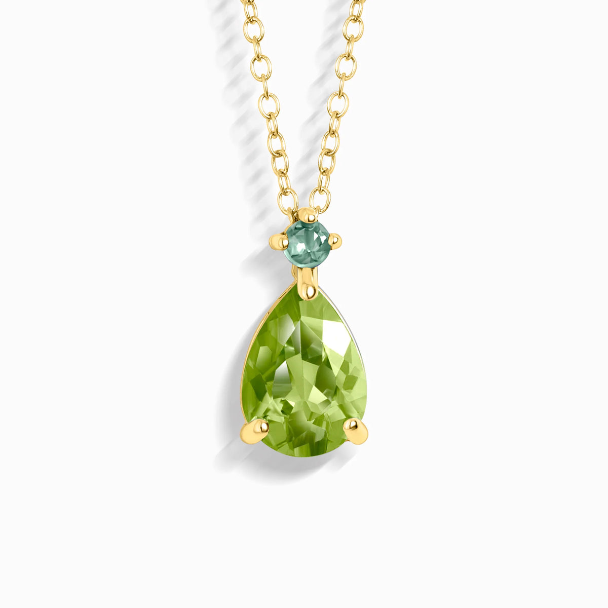 Emerald & Peridot Pear Cut Pendant Necklace in 18k Gold Vermeil - SJR London Timepiece