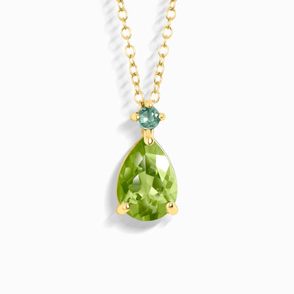 Emerald & Peridot Pear Cut Pendant Necklace in 18k Gold Vermeil - SJR London Timepiece