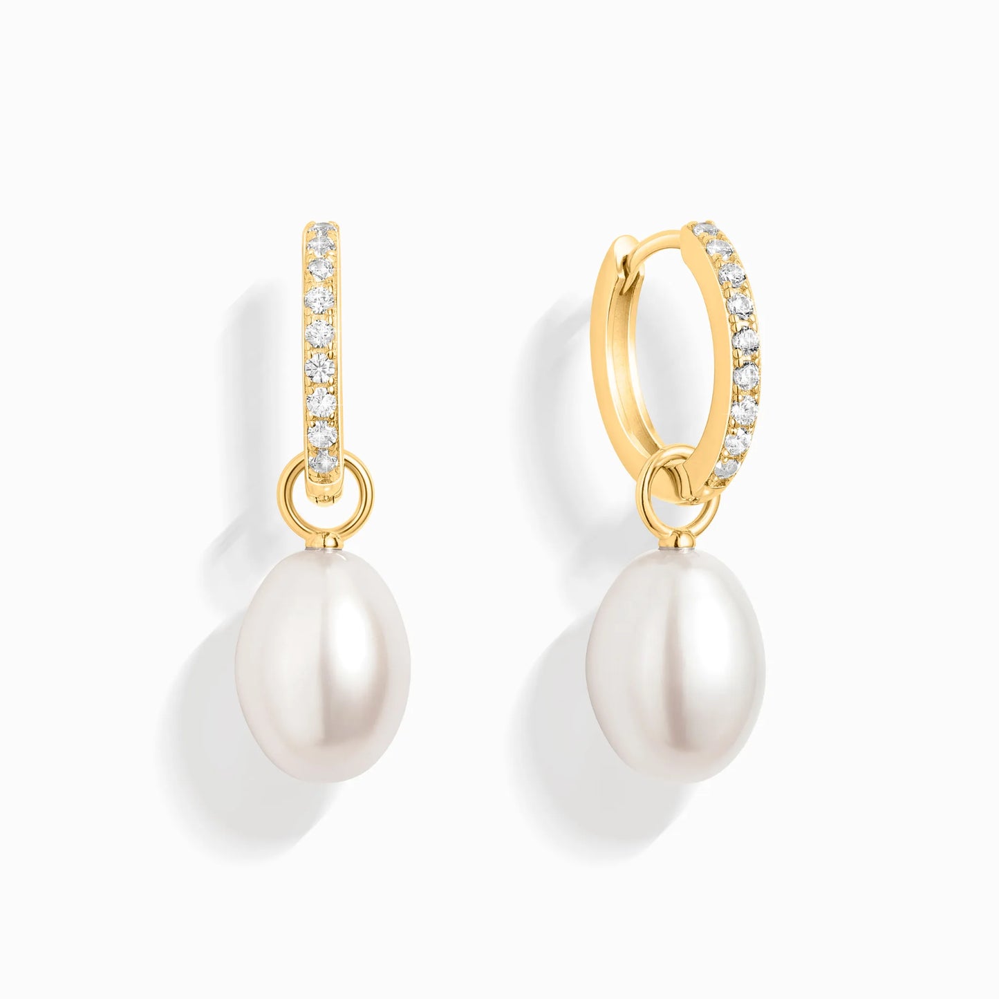 Freshwater Pearl Hoop Drop Earrings in 18k Gold Vermeil - SJR London Timepiece