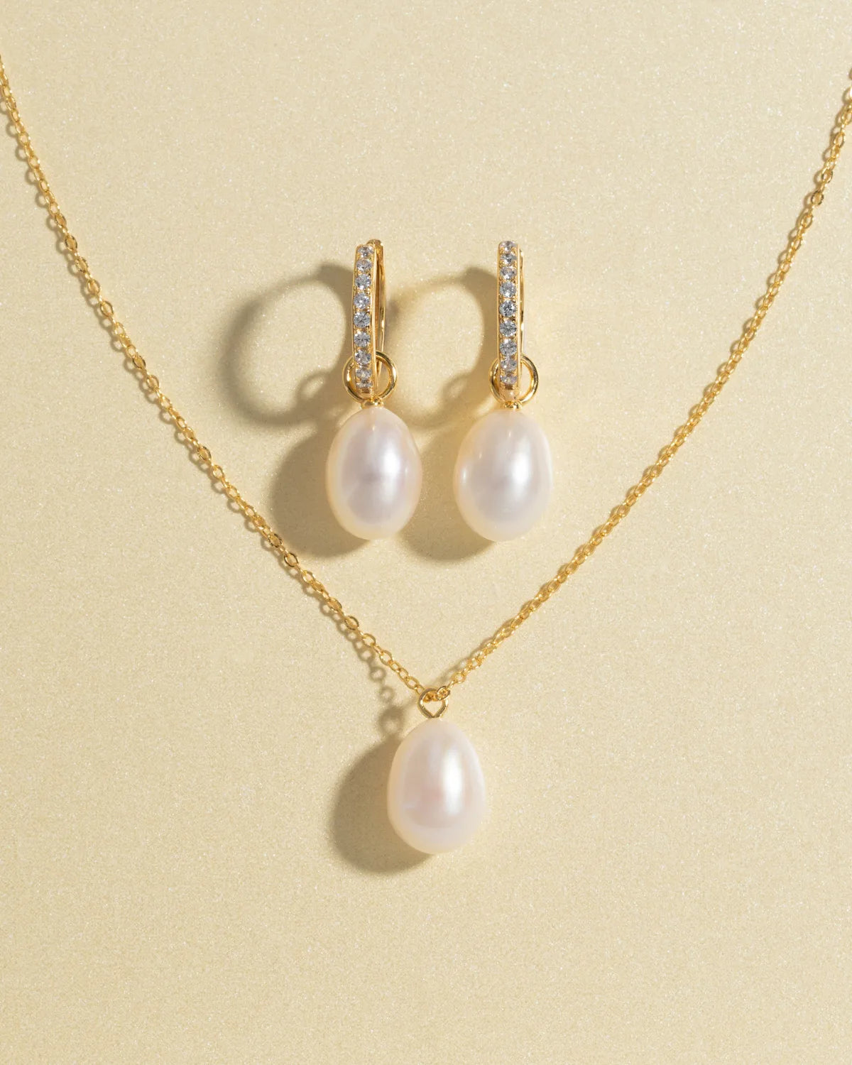 Freshwater Pearl Hoop Drop Earrings in 18k Gold Vermeil - SJR London Timepiece