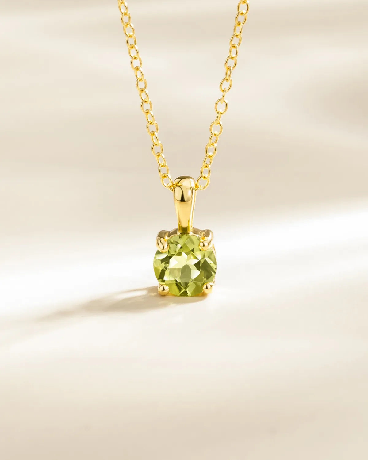 Peridot Solitaire Pendant Necklace in 18k Gold Vermeil - SJR London Timepiece