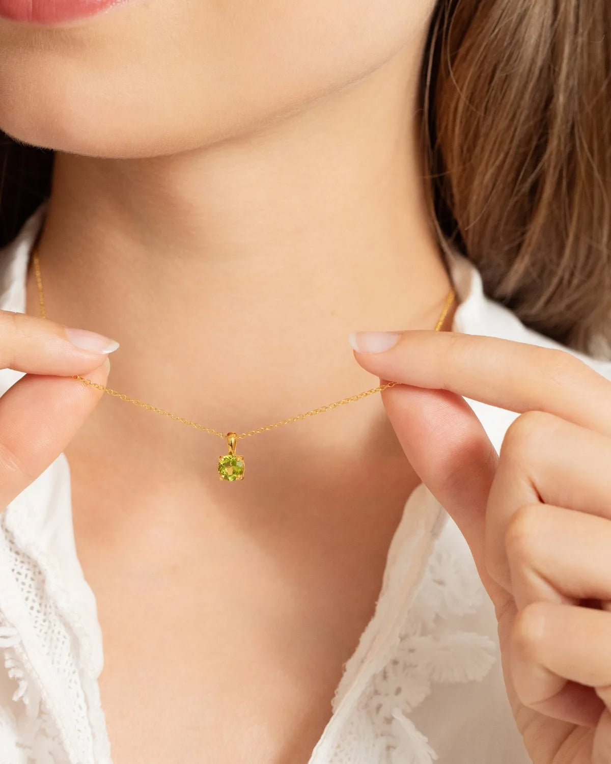 Peridot Solitaire Pendant Necklace in 18k Gold Vermeil - SJR London Timepiece