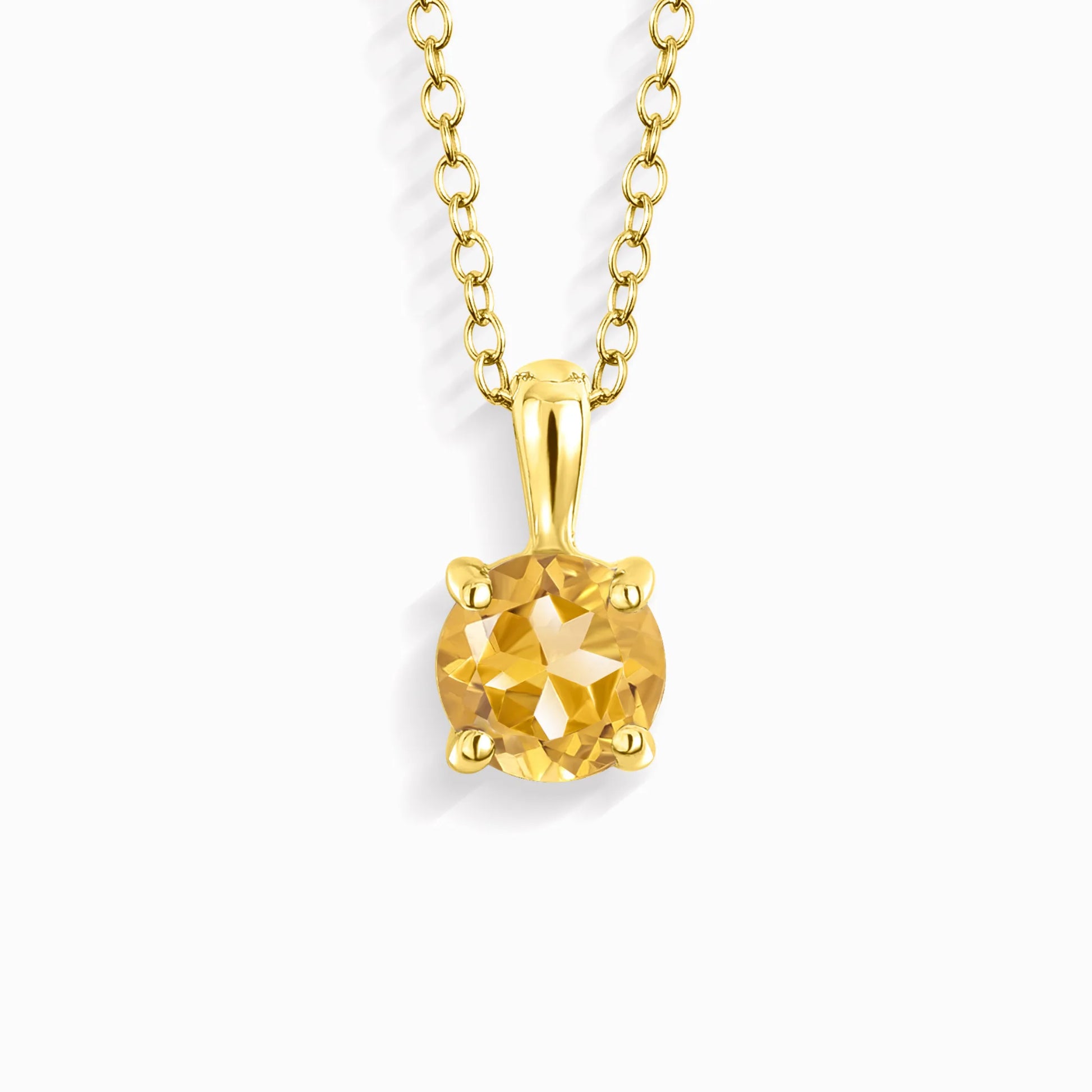 Citrine Solitaire Pendant Necklace in 18k Gold Vermeil - SJR London Timepiece